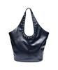 Partimento Women Metal Snap Handle Leather Bag_Navy