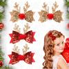 1/2/4PCS Girls Sequins Bowknot Hairpin Christmas Party Child Antler Hair Clip Kids Bling Hairpin Hairs Accessories Birthday Gift