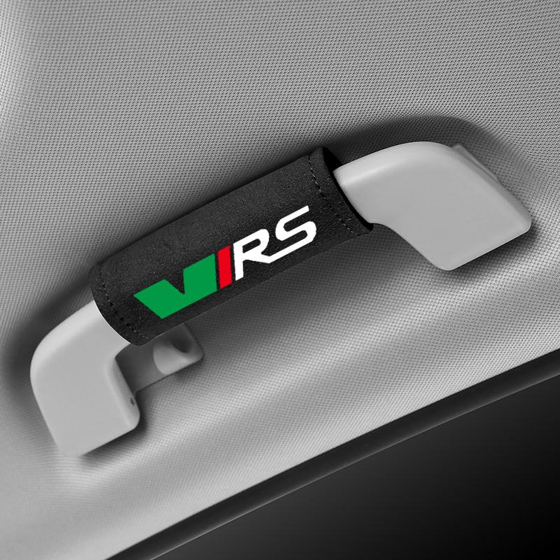 1pc Leather Car Roof Armrest Pull Protection Cover Gloves Door Handle Decoration For Skoda VRS Octavia Kamiq Kodiaq Accessories Lcvr69