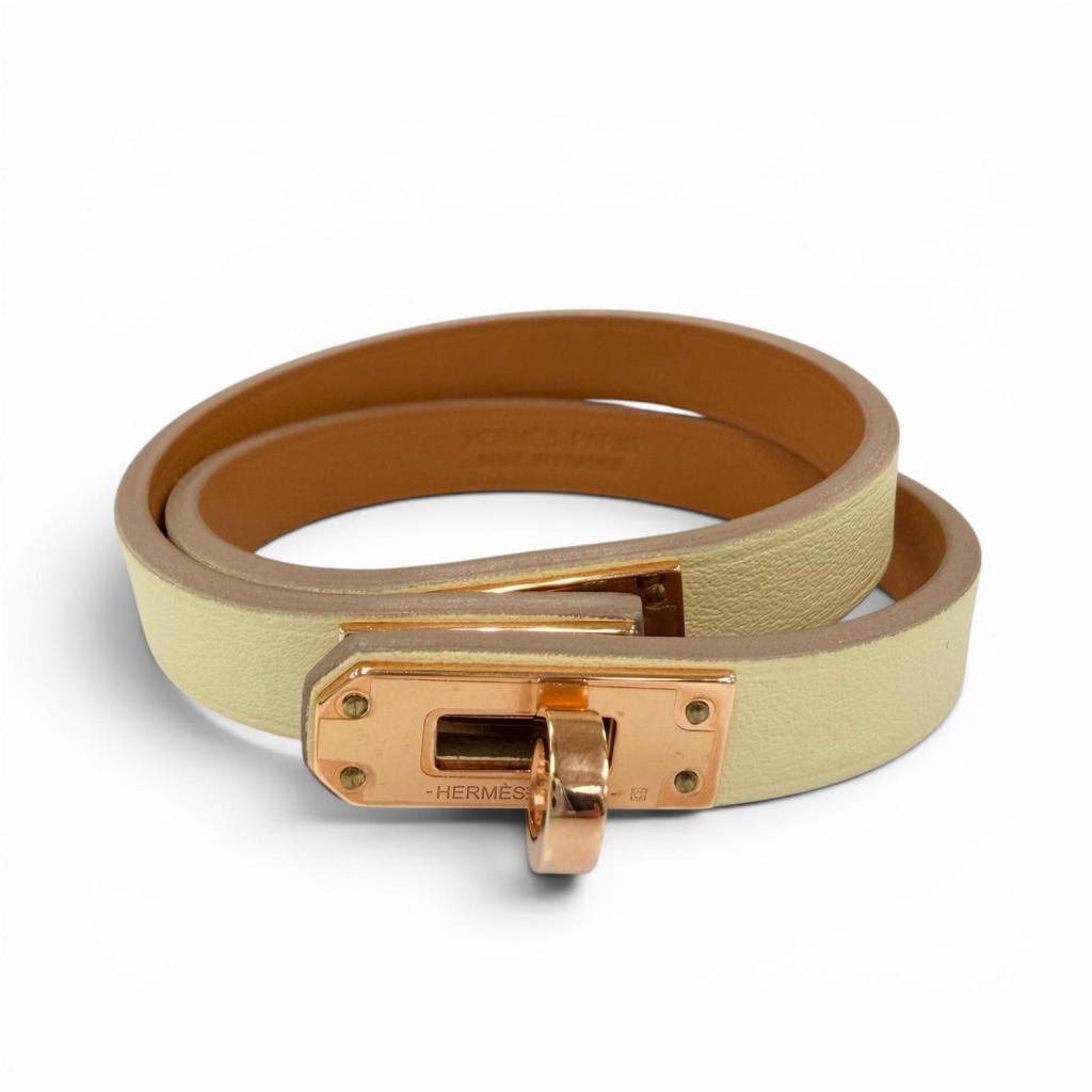 Pristine HERMES Bracelet Mini Kelly Double Tour Leather Leather Women Used