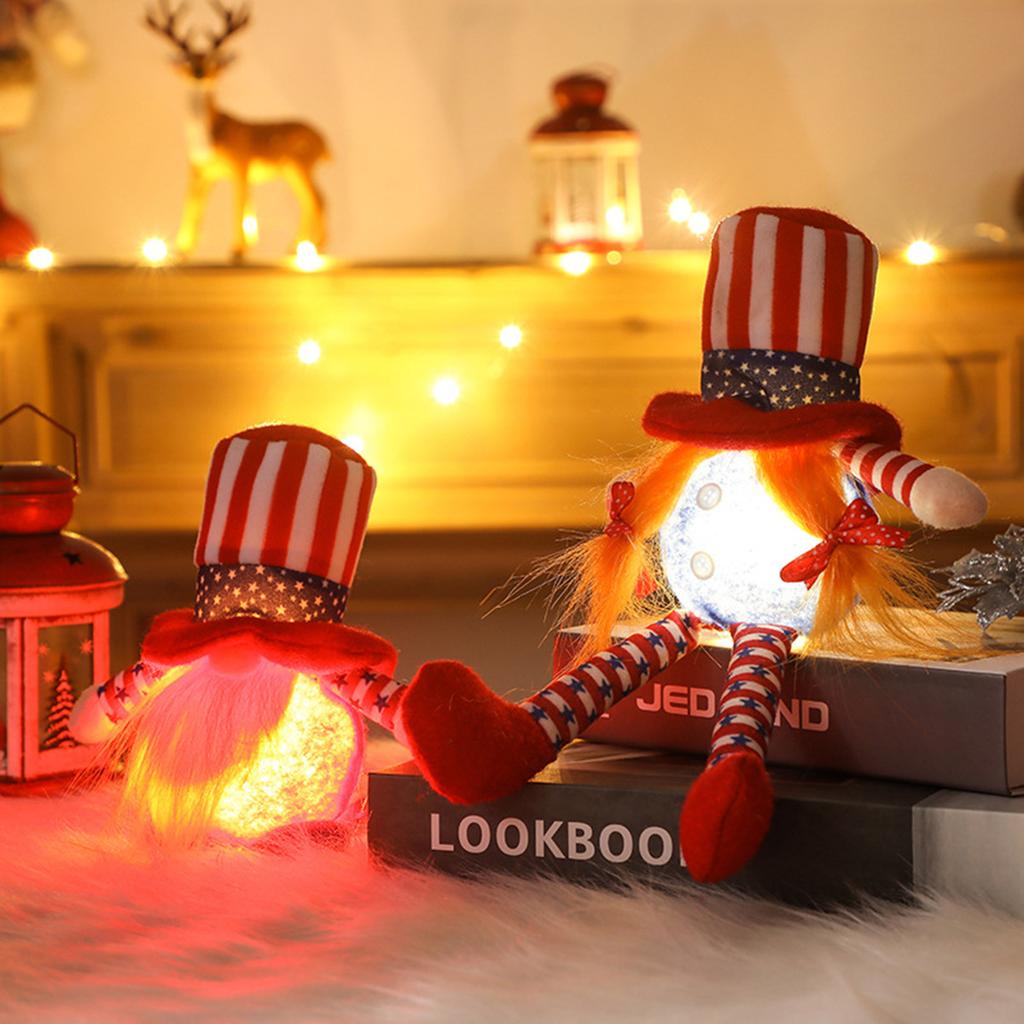 Independence Day Doll Set Collection Holiday Faceless Elderly Decorations Glow Gnome Doll Goblin Ornaments