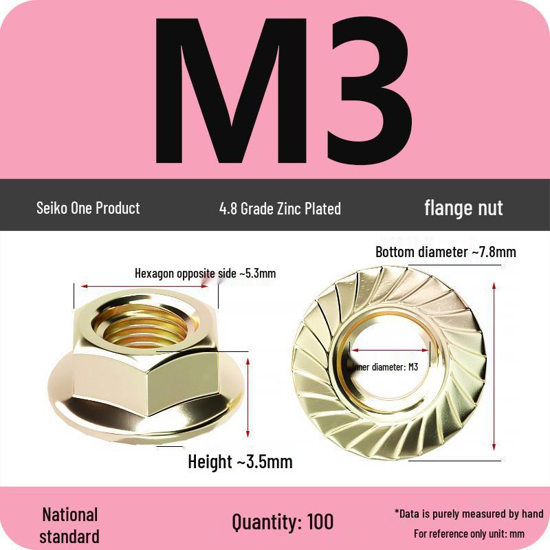Electroplated Galvanized Hex Flange Nut with Anti-Slip Tooth Washer Cap, M3-M16