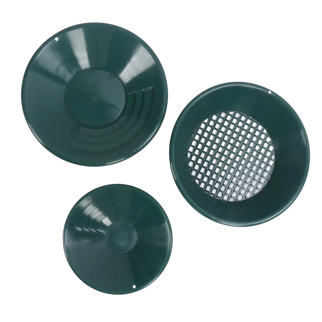 3PCS Gold Panning Pan Plastic Gold Washing Pan Kit Hand Operated Round Gold Dredging Prospecting Tool Wash Gold Panning Equip