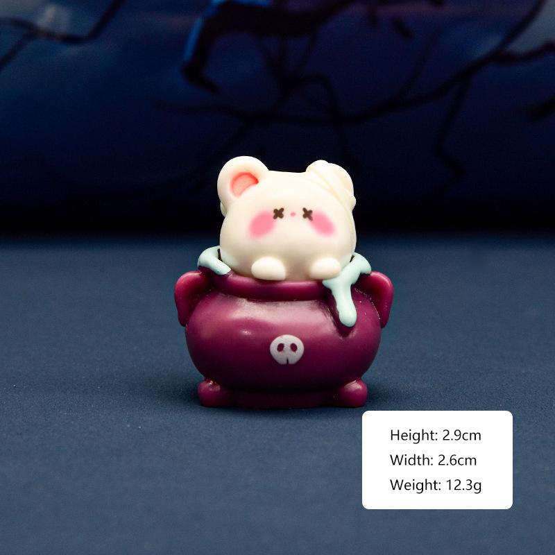 Mini Halloween Ornament Cartoon Pumpkin Ghost Broom Witch Figurine Micro Landscape Car Interior Home Desktop Decoration