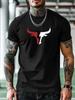Bull Head Graphic T-Shirt Red White Minimalist Unisex Casual Tee