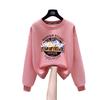 Factory wholesale pure cotton sweater women's new winter velvet thickened round neck loose letter t-shirt