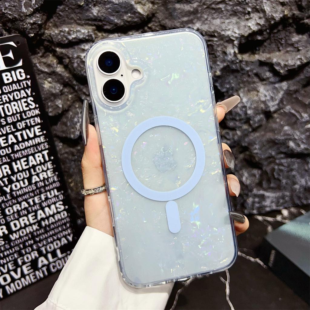The Glitter Shell Pattern Phone Case Is Suitable for IPhone16 Anti-drop Magnetic 15pro Max Protective Case and Apple Plus