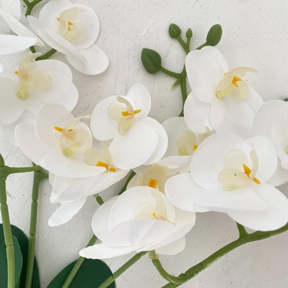 Lifelike Simulation Orchid Flowers 5 Heads Faux Phalaenopsis Fake Flower  Outdoor Garden Decor