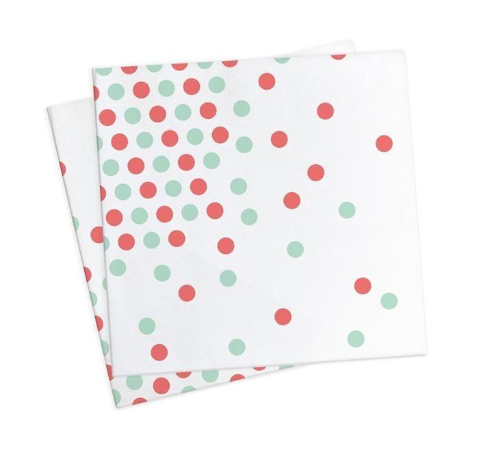 Napkins - Scrapcooking Party - Confetti - 33cm - 20 Pieces - Red and Water Green