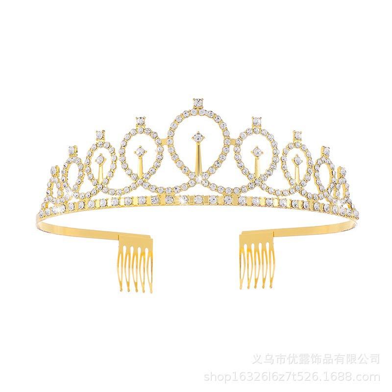 First Birthday Number Crown Water Diamond Headband  Ball Hair Accessory Anti Slip Cake  Decoration Alloy Hair Band