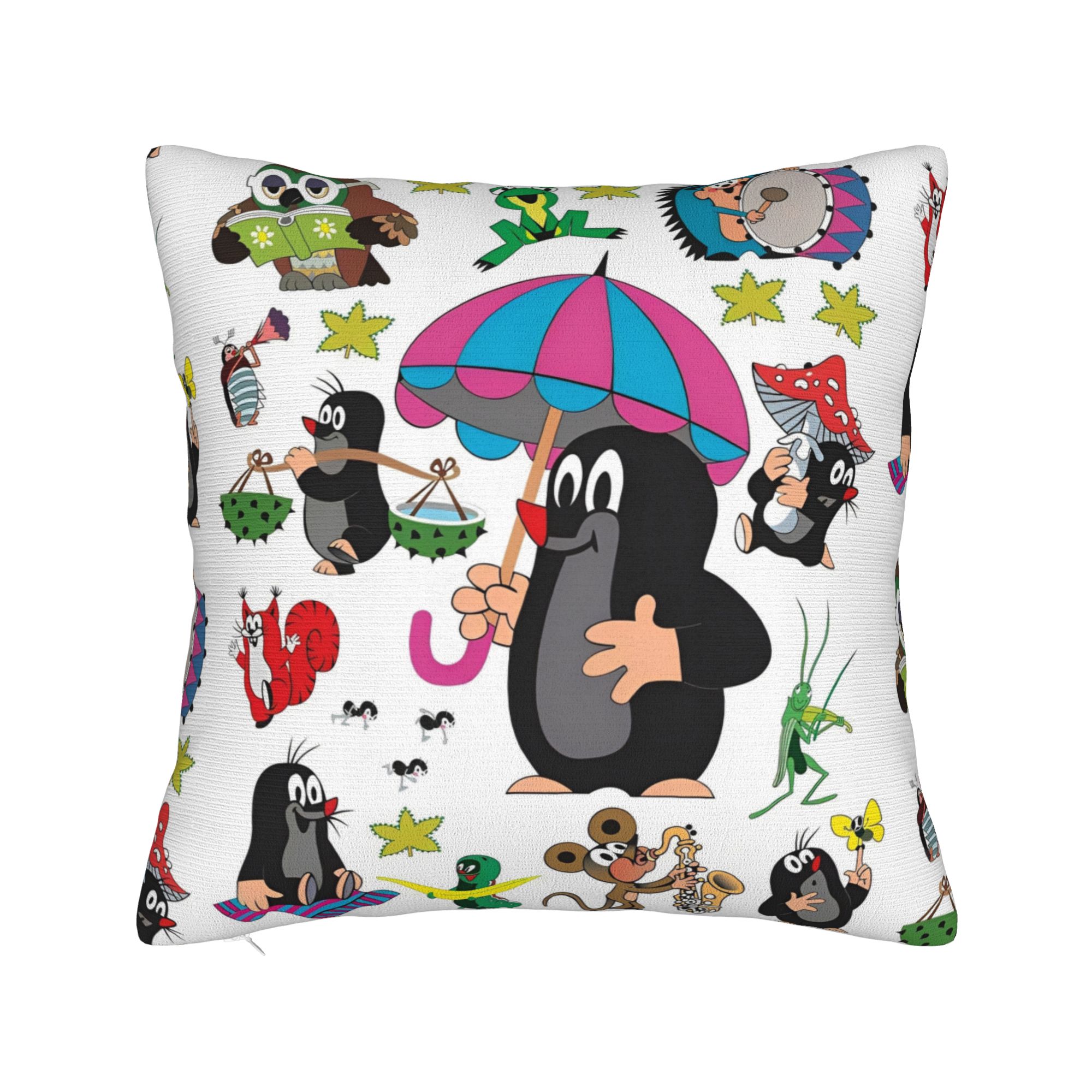 

The Little Mole Krtek Pillowcase Soft Fabric Cushion Cover Decor Cartoon Floral Pillow Case Cover Home Drop Shipping 12x12Inch
