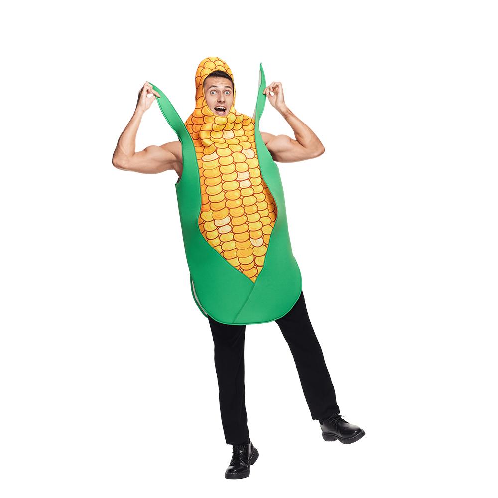 EraSpooky Adult Corn Cob Costume Funny Halloween Vegetable Fancy Dress for Men Women Easter Purim Fancy Dress