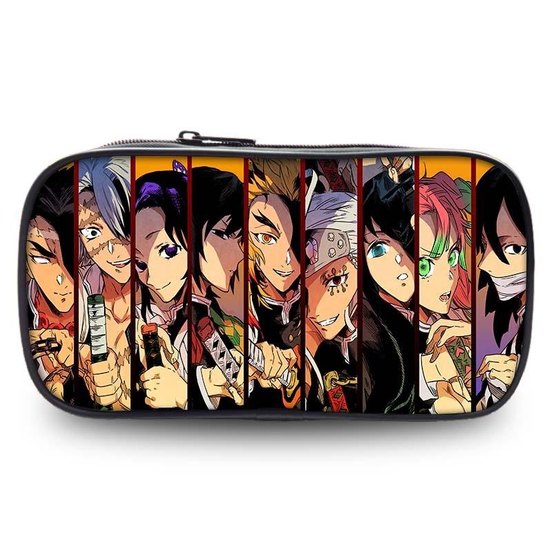 Spacious Oxford Demon Slayer Pencil Case For Students With Casual Style