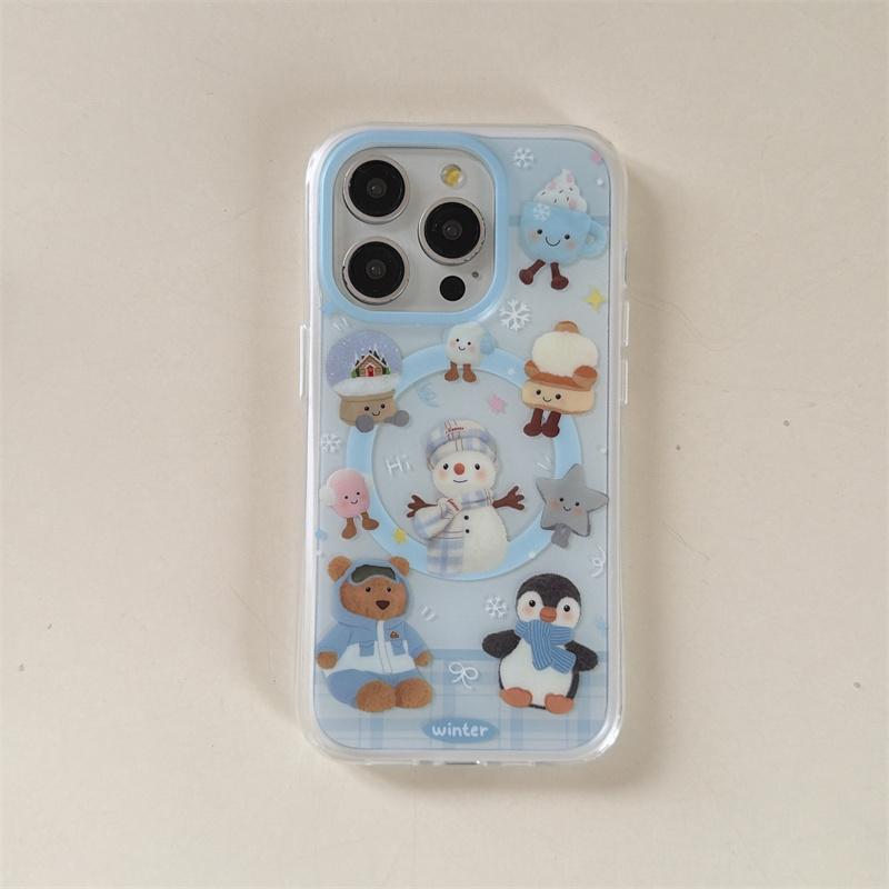 

Новый милый пингвин Магнитный чехол для телефона Для iPhone 17 Pro 16 15 14 Pro Max Чехол с подставкой Для Magsafe Мороженое For iPhone 17Pro Max