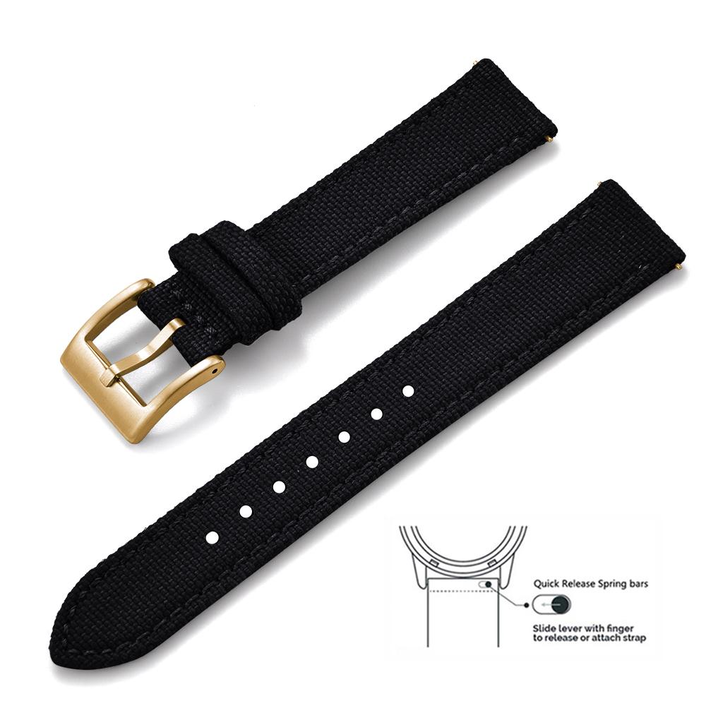 2025 Novo Pulseira de Lona de Nylon de Liberação Rápida de 18/20/22mm Para Samsung Galaxy Watch Huawei GT4 Pulseira de Couro Militar Vintage