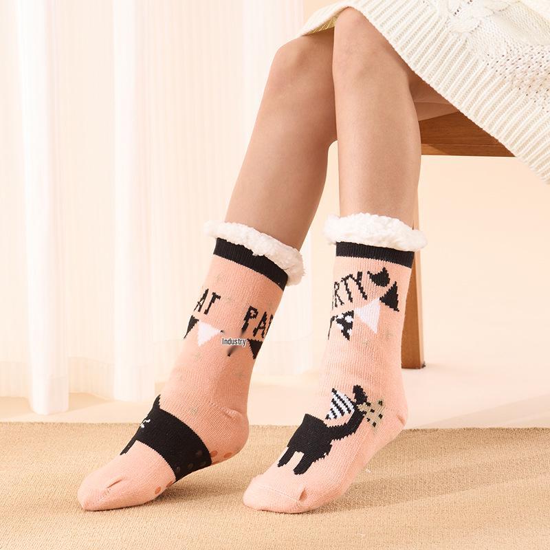 Women's Fleece-Lined Christmas Stockings: Winter Floor & Sleep Socks