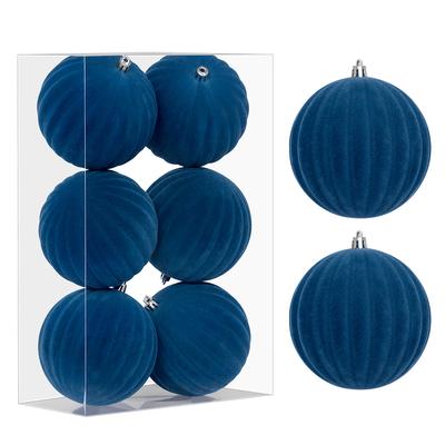 StarryLights Christmas Tree Bauble Set - Blue Velvet Baubles with an Embossed Pattern