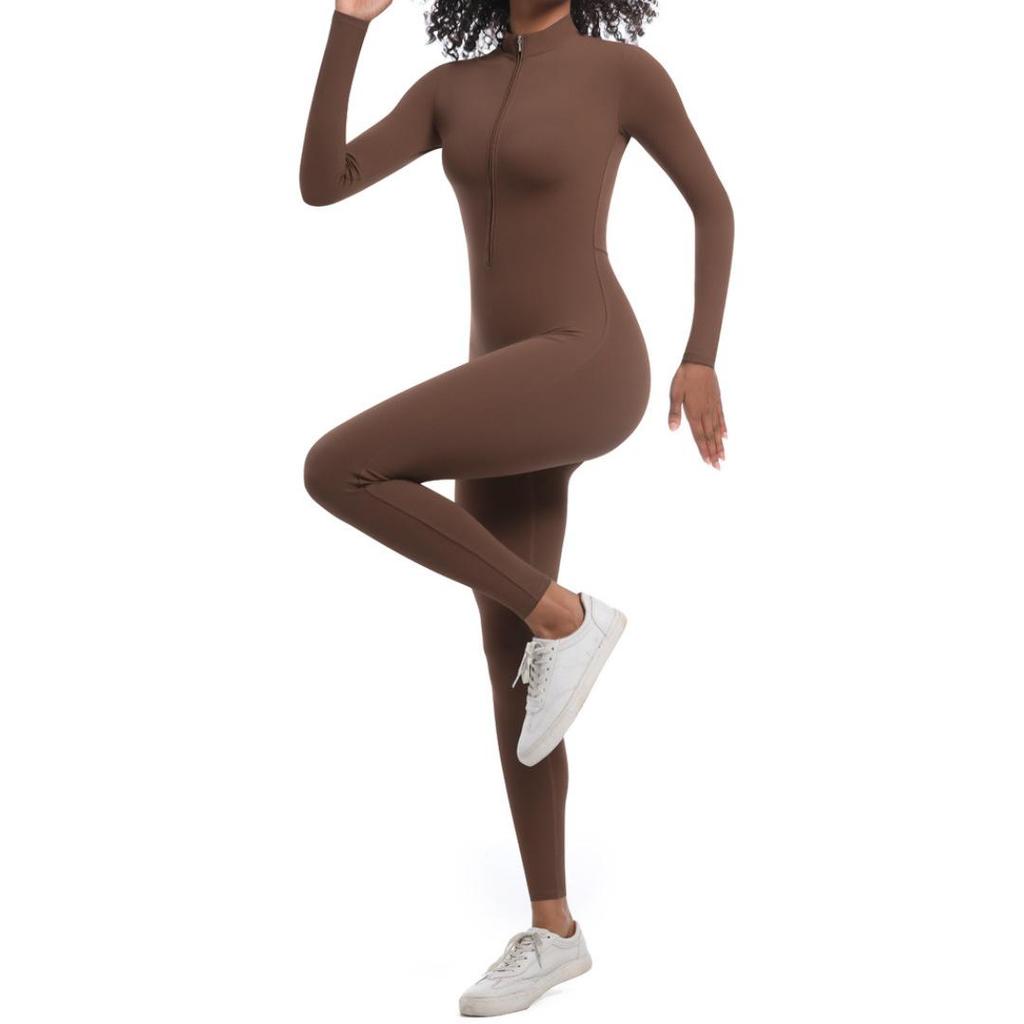 High-Intensity Zipper Long Sleeve Yoga and Running Bodysuit
