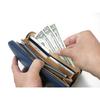 Baggy Port Long Zip-Around Wallet in Indigo-Dyed Leather with Straight Embossed Pattern, Men's, Women's, Unisex, ZYS-297 (Dark Blue)