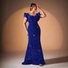 Übergröße Pailletten Abendkleid Langes Kleid Geburtstagsparty Neu Schlanke Passform Meerjungfrauen-Schnitt Formelles Kleid Flatterärmel Etuikleid Taillenumschmeichelnd Langes Kleid