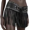 Black Skirt Decoration Punk Style Pu Tassel Waistbands Trendy Rrivet Belt  Female/Girls
