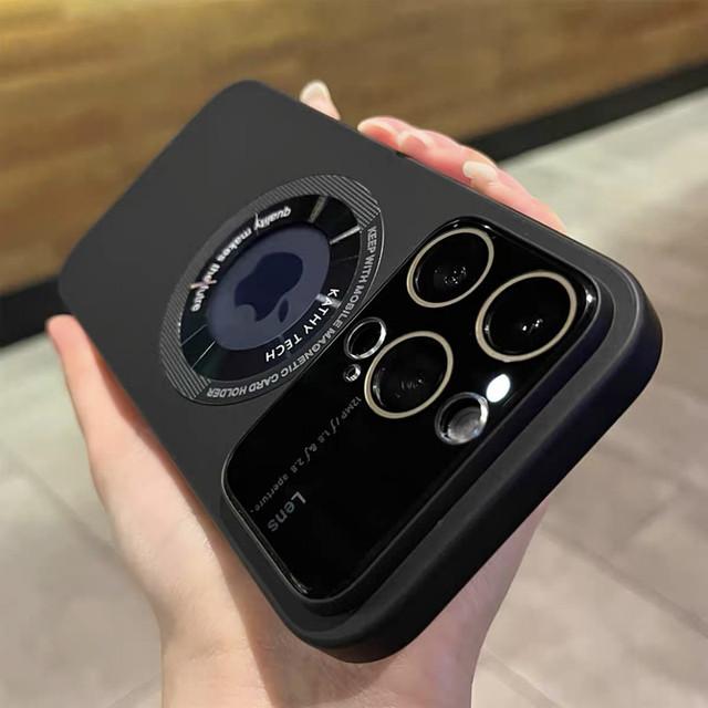 Magnetické puzdro na bezdrôtové nabíjanie Magsafe pre Iphone 14 13 12 Pro Max Logo Otvor na fotoaparát Kryt na mobilný telefón Funda