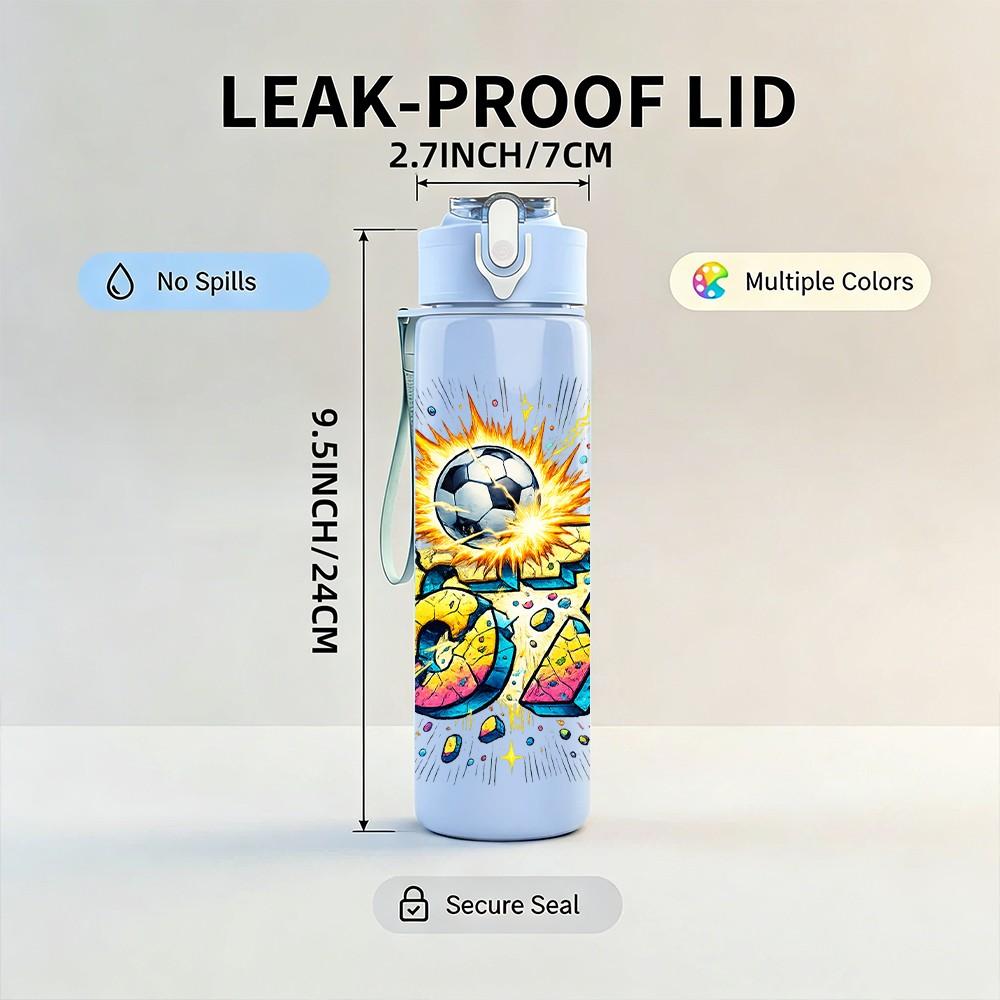 1PC Color Burst Sport Graffiti Art Print 750ml Color Plastic Sports Water Bottle Leakproof Flip Straw Lid Suitable for Sports Office Home Use