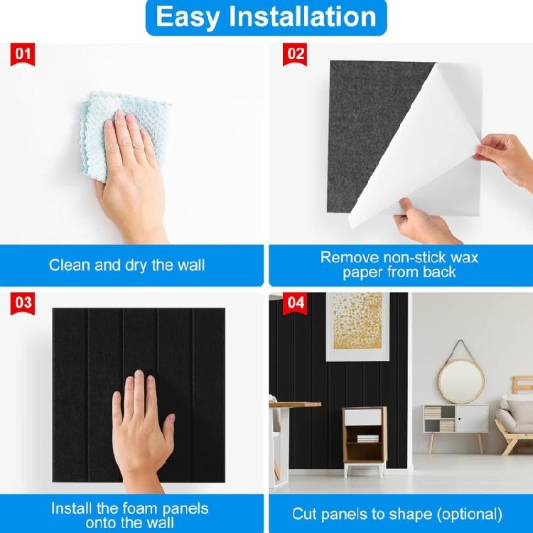 Set of 12 Soundproof Foam Self Adhesive Wall Panel Polyester Acoustic Materials Soundproof Foam Panels Polyester Texture