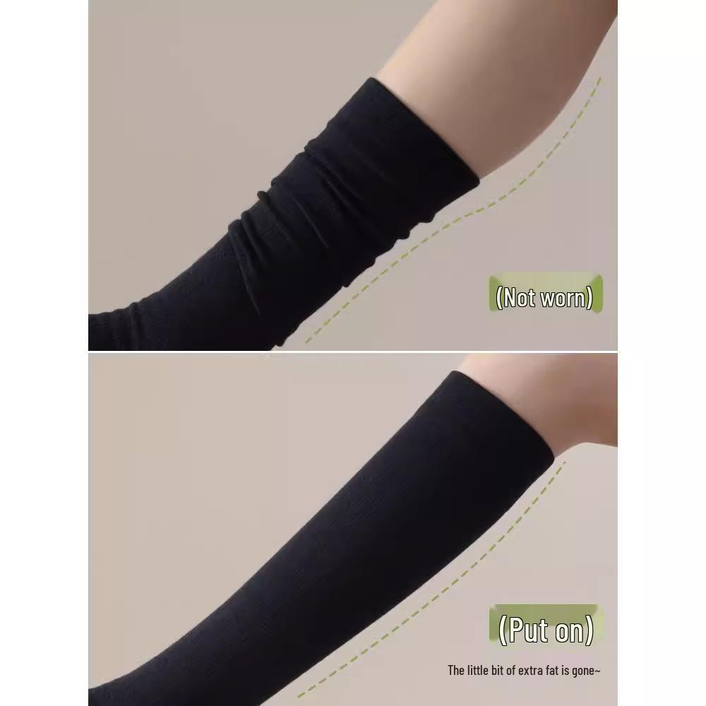 Schwarze Damen-Kompressionsstrümpfe über dem Knie - Schlankmachend, mittlere bis hohe Wade, Perfekt für Röcke, Frühling & Herbst