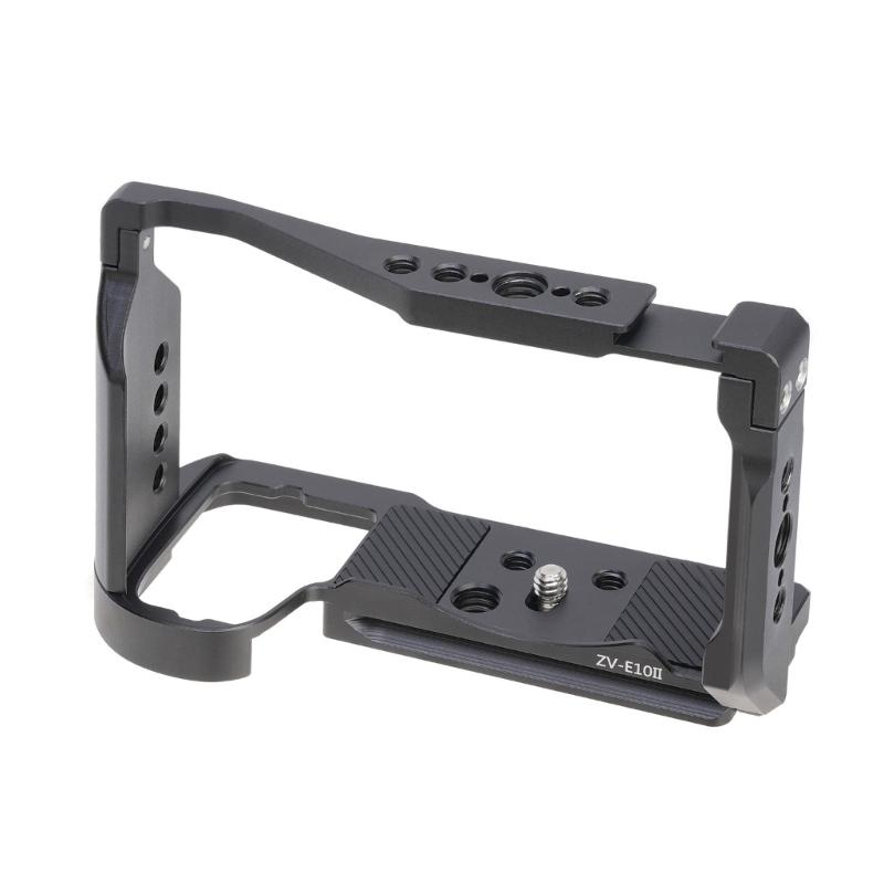 

Professional Camera Cage Camera Full Cage for ZV-E10II Aluminum Video Rig Button Cold Shoe QR Base Accessories 1