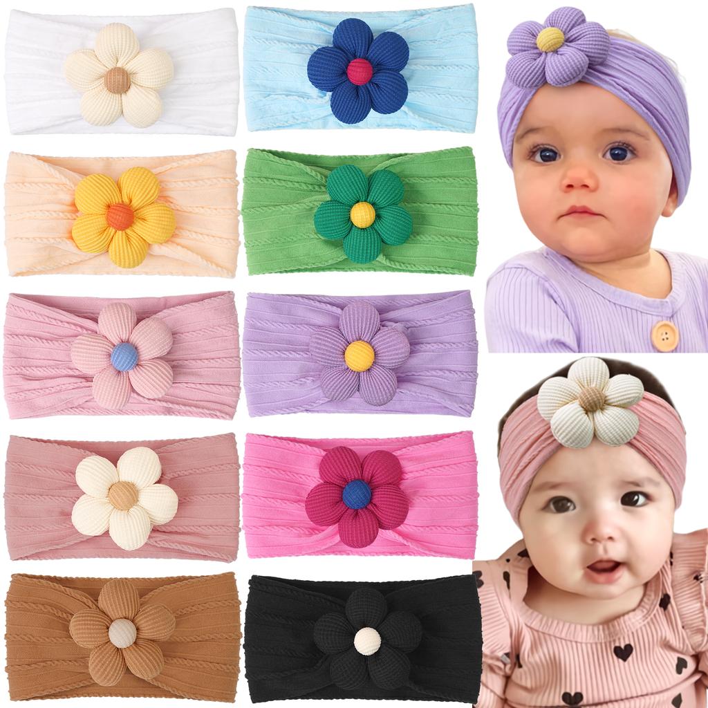 3Pcs Newborn Baby Headband For Girls Elastic Knit Children Turban Baby Bows Soft Nylon Kids Headwear Hair Accessories