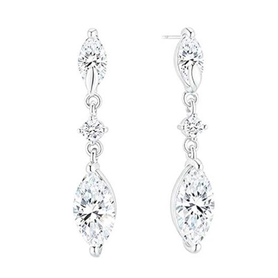 1 Paar Hängeohrringe Zirkonia-Intarsien Wassertropfen-Design Funkelnde Brautohrringe Hochzeitsfeier Schmuck-Essentials