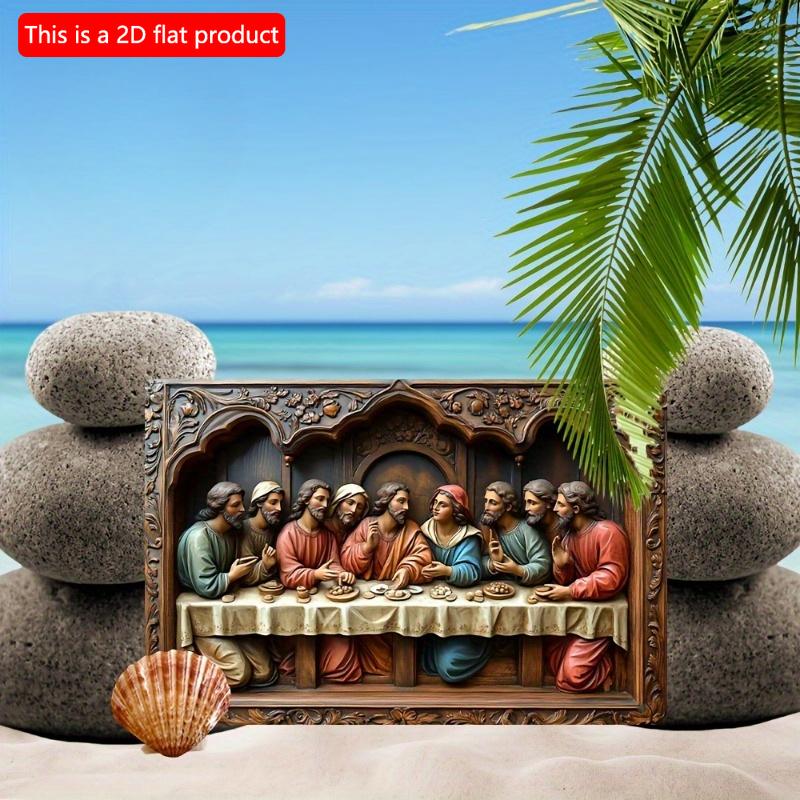 2d Flat 30*20cm, Vintage Last Supper Wooden Wall Art Plaque, Jesus Christ Theme, Wooden Wall Art Decor, for Home, Cafe, Kitchen, Garden, Bedroom, Bar.