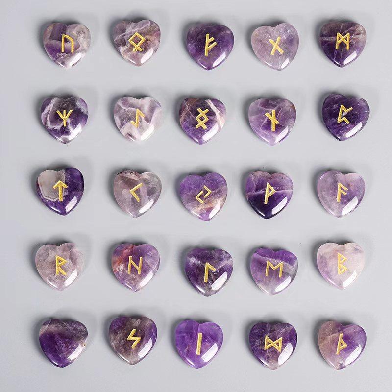 25pcs Per Bag Crystals Healing Stones Natural Reiki Crystal Rune Stone Set