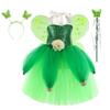 Grünes Waldfee Tüllkleid, Blumenelfen-Schichtkuchenrock Kinder Gartenparty Kostüm