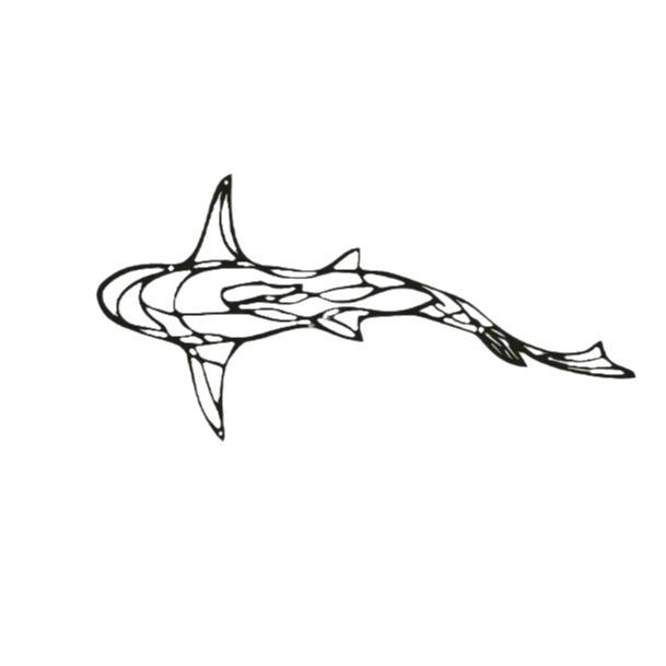 Minimalist Metal Shark Wall Art - Hollow Design