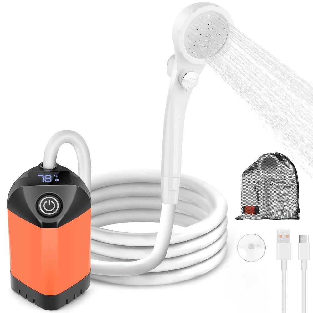 Temperature & Battery Digital Display Portable Camping Shower  Hiking Travel Beach