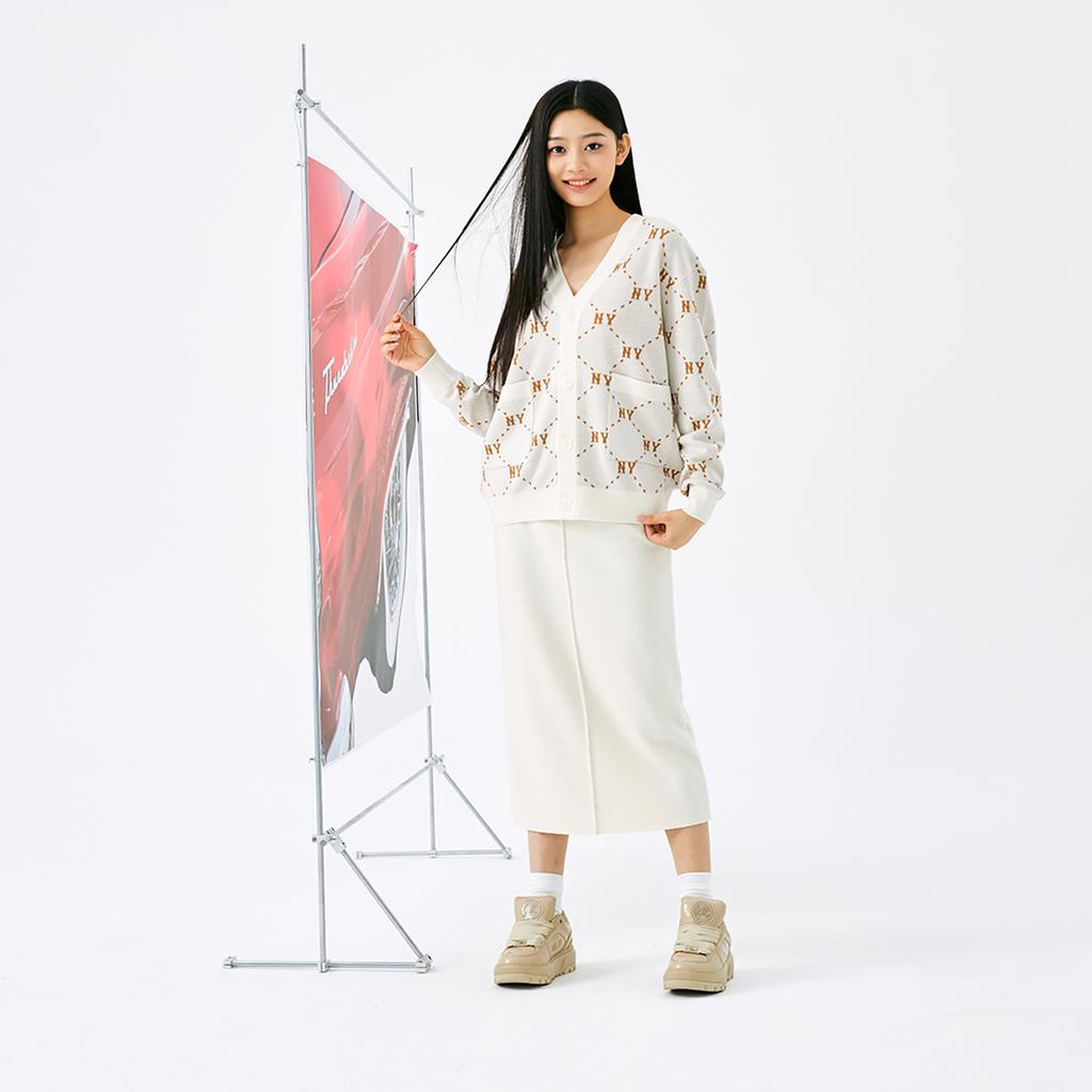 New MLB Chunky Liner Anti Slip Wear Resistant Low Top Skateboard Shoes Unisex Beige Yellow 3ASXCWL4N-50BGS