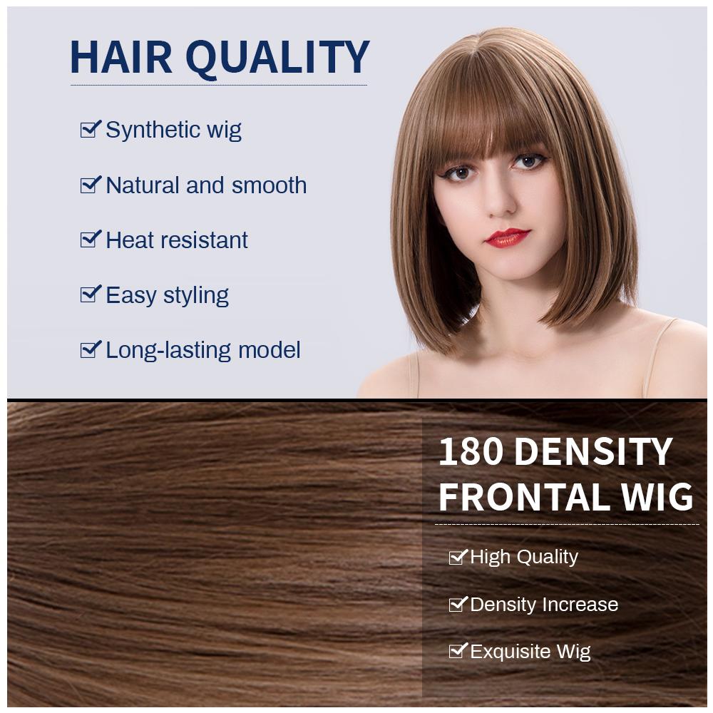 Parrucche Sintetiche Corte Castane Lisce per Donne Bianche con Frangia Nuturale Resistenti al Calore Cosplay Lolita 12 POLLICI Capelli Quotidiani