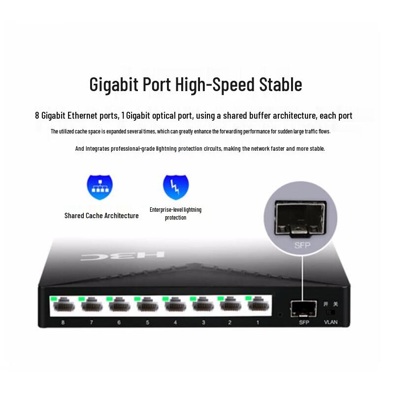 H3C S1209F 8-Port Gigabit Unmanaged Switch