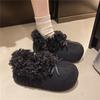 Winter 2026 New Cotton Shoes Bow Warm Heightened Platform Outside Wear Wrapped Hairy Flat Shoes Women