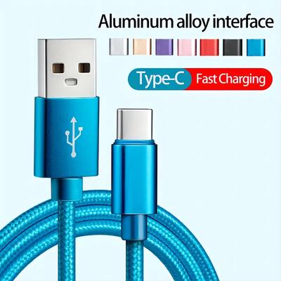 Nylon Braided USB Type C Fast Charger Phone Cable For Samsung M53 M33 A53 A33 5G S22 S21 Ultra Type C USB Fast Charging Cable