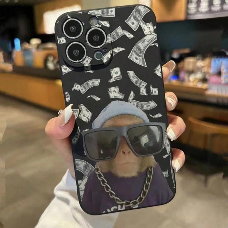 Sunglasses Monkey MEME Pattern Phone Case For iPhone 17 Air 16 e 15 14 13 12 11 Pro Max Plus Mini SE 2020 2022 Silicone
