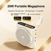 20W Portable Megaphone with Wireless Lavalier Microphones Voice Amplifier for Teachers BT5.1+2.4G 2-mode TF Card MP3 Loudspeaker with Noise Reduction