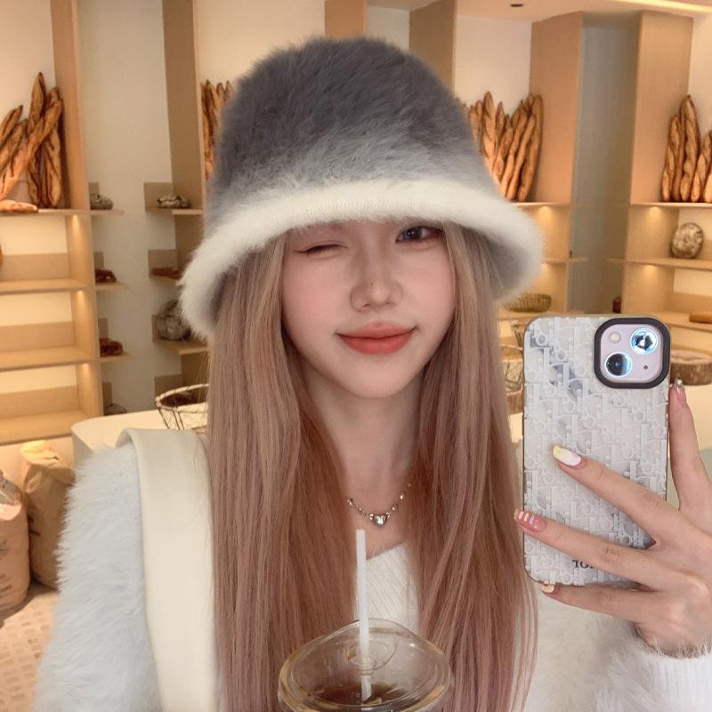 Scarf women's winter advanced sense of gradual change color matching mohair thickened warm new imitation cashmere shawl