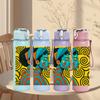 1PC African Face Swirl Color Art 750ml Color Plastic Sports Water Bottle Leakproof Flip Straw Lid Suitable for Sports Office Home Use