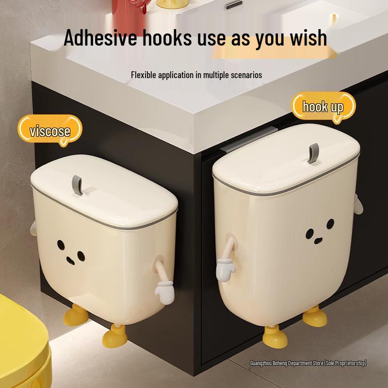 Wall-Mounted Kitchen Waste Bin with Lid - No-Drill, Over-Cabinet Trash Can 