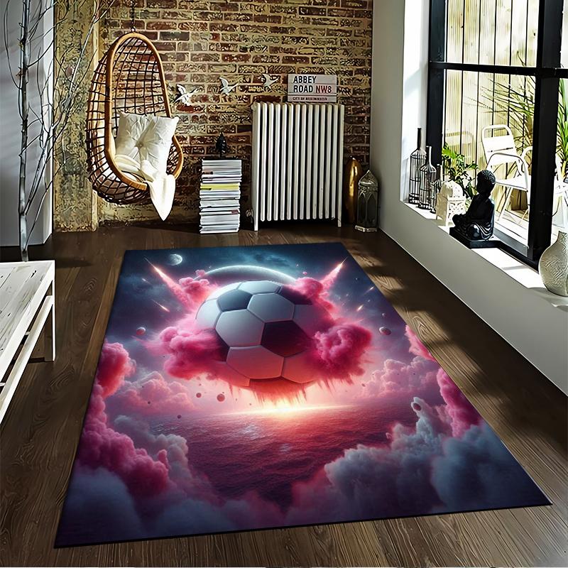 "Galaxy Football Carpet with Pink Clouds and Cosmic Design Scene" Suitable for Use As an Anti-slip for Living Room Bedroom Sofas