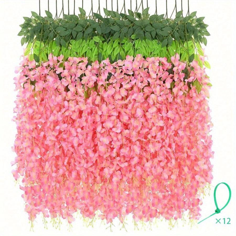 

Искусственная глициния, подвесные цветы, искусственный цветок глицинии, шелковые лианы, ротанговый декор для дома, свадебная арка, стена, садовая зелень, спальня, улица 1 Pc