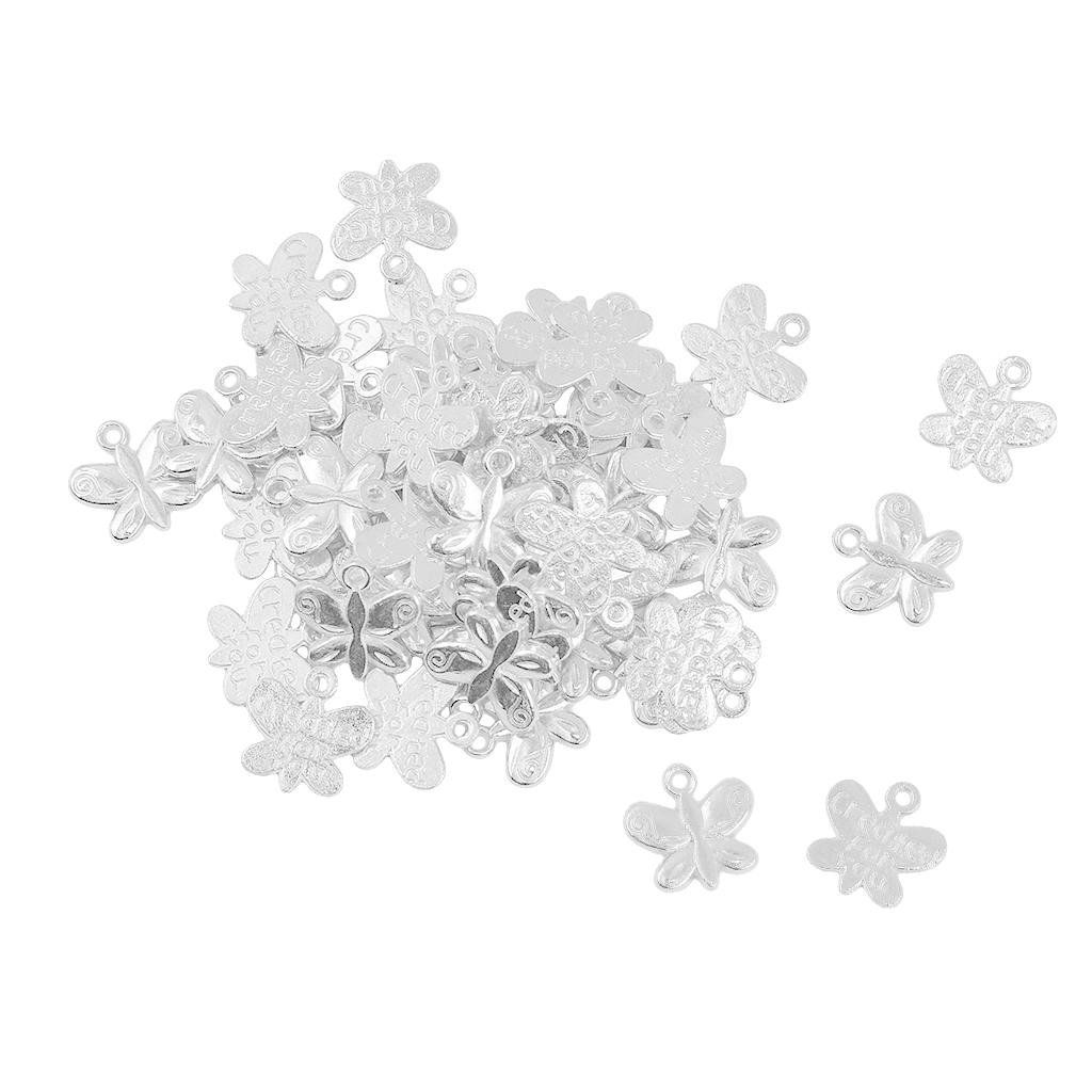 50Pieces Created for You Butterfly Charm Pendant DIY Jewelry Findings Silver